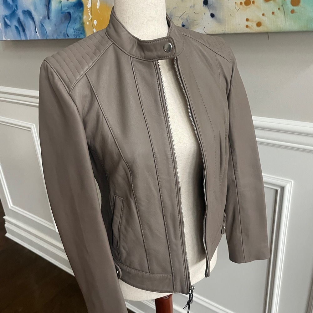 Cole Haan Leather Moto Jacket NWT - Picture 8 of 11